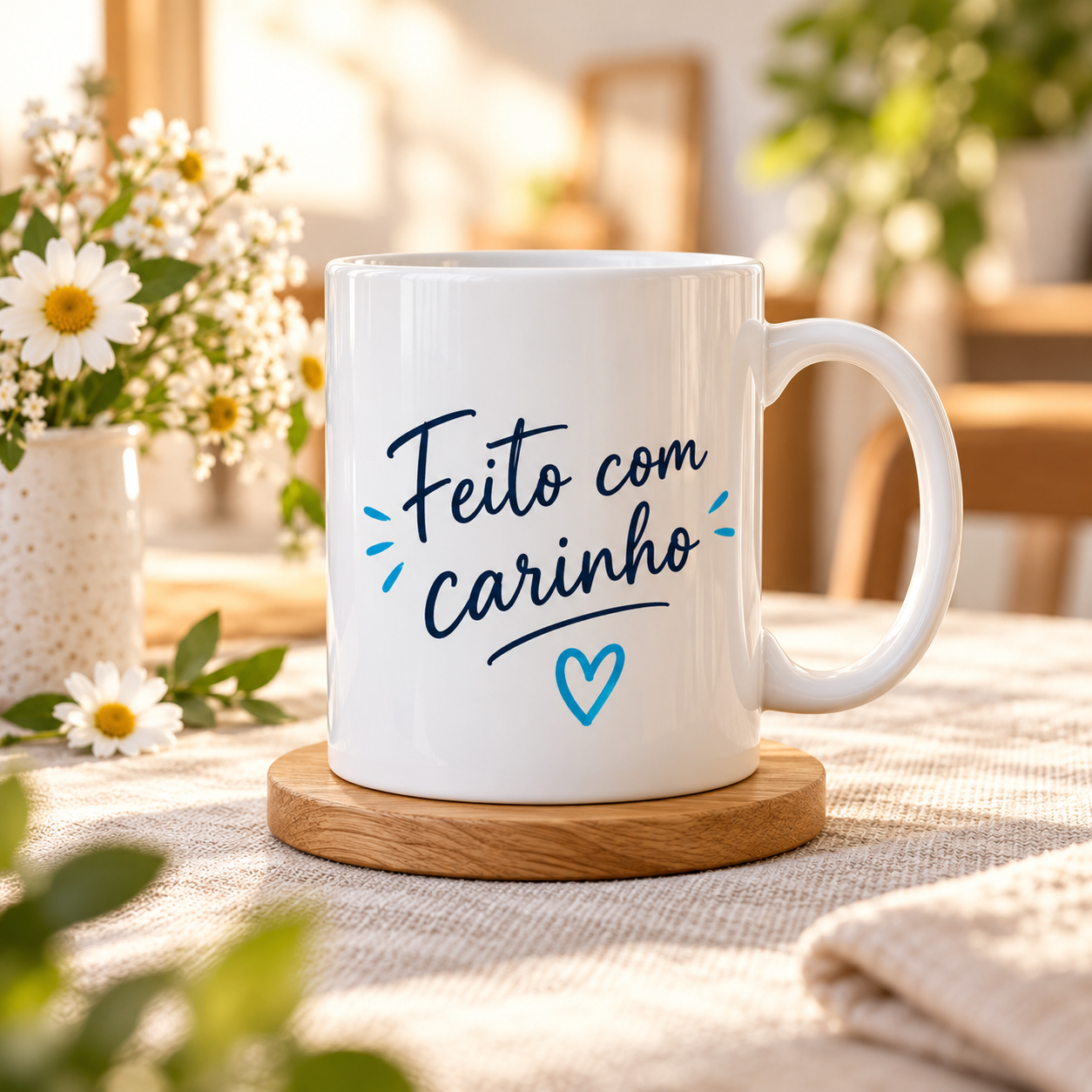 Caneca branca personalizada com frase carinhosa